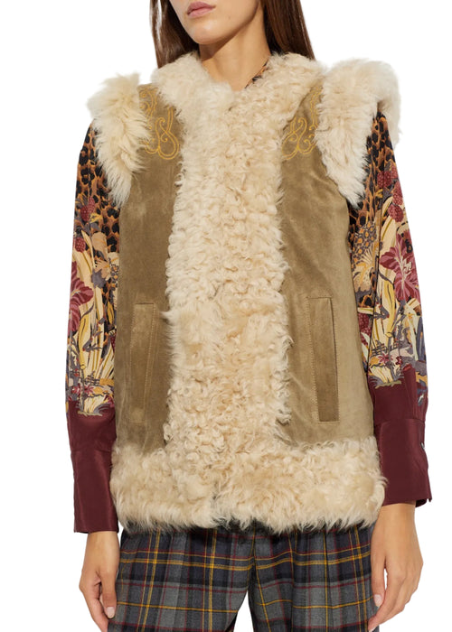 Etro Leather Shearling Woman Donna