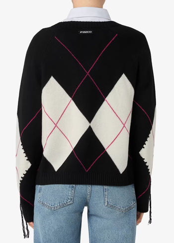 Pinko Berna Pull Argyle Traforato Donna - 3