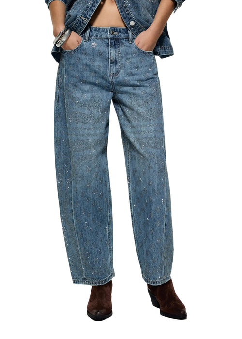 Liujo Pant.balloon Frog Re Den.blu Dk.bandana Donna