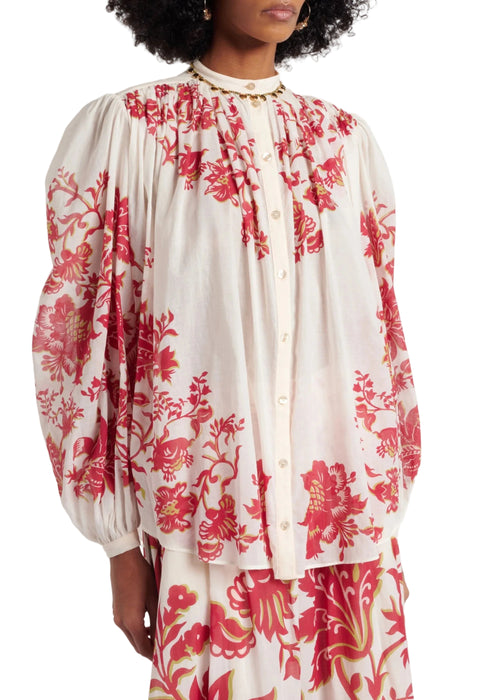 Women's pleated shirt band col
